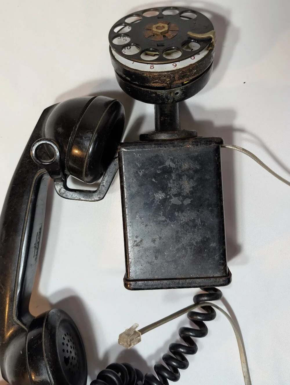 Antique Western Electric Black Rotary Dial Space Saver Wall Mount Phone C1 VTG